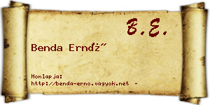 Benda Ernő névjegykártya